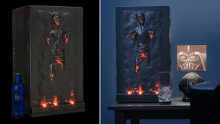 Illustration for article titled Han Solo Frozen in Carbonite Mini Fridge: "I'm Thirsty." "I Know."